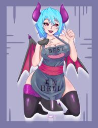 1futa aerin_quinneth apron bat_wings big_bulge black_sclera blue_hair bulge cum_leaking cute dragon_tail erect_nipples erect_nipples_under_clothes futa_only futanari glowing glowing_cum horn horns hourglass_figure humanoid kneeling large_breasts large_penis leaking leaking_precum pale_skin precum red_eyes skindentation solo_futa succubus tagme thick_thighs thighhighs unusual_cum wings zolius