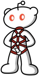 alien antenna bdsm bdsm_gear bondage excited liquid_emoji male male_only orange_eyes penis reddit snoo white_skin