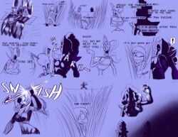 ! armor breasts comic english_text female frisk frisky_(under(her)tail) male masked nokyel_(under(her)tail) papyrus skeleton sketch tempus_(under(her)tail) text thewill under(her)tail undertale undertale_fanfiction undyne weapon