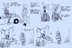 1boy 2girls basketball breasts clothed clothing comedy comic comic_(under(her)tail) english_text female frisk frisky_(under(her)tail) funny humor male papyrus skeleton sketch tempus_(under(her)tail) text thewill under(her)tail undertale undertale_fanfiction