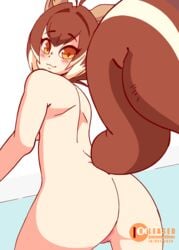 2020 animal_ears animated anus ass blazblue blush bubble_butt diives fat_ass female genitals highres humanoid looking_at_viewer looking_back makoto_nanaya mammal nude pussy short_playtime solo squirrel_ears thick_thighs twerking