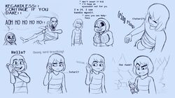 1boy 2girls breasts cellphone clothed clothing comic comic_(under(her)tail) english_text fan_character female frisk frisky_(under(her)tail) male papyrus sans skeleton sketch syhpla syhpla_(under(her)tail) tempus_(under(her)tail) text thewill under(her)tail undertale undertale_fanfiction