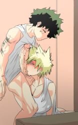 1boy 1girls big_breasts big_penis blonde_hair breasts erect_nipples erect_nipples_under_clothes female gigantic_penis green_hair huge_ass huge_breasts huge_cock huge_penis hyper_penis imminent_fellatio imminent_oral izuku_midoriya large_breasts large_penis legs light_skin long_penis looking_at_penis messy_hair milf mitsuki_bakugou muscular muscular_male muscular_thighs my_hero_academia older_female older_woman_and_younger_boy penis penis_on_face precum red_eyes scar spiky_hair wellllll younger_male