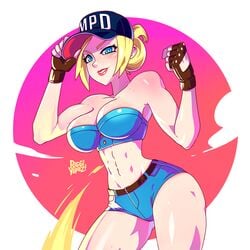 athletic athletic_female blue_top denim_shorts deviantart deviantart_username fighter lucia_morgan mature_female riggiyepez slender_waist street_fighter tagme