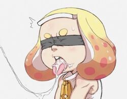 1girls after_oral after_sex blindfold cum cum_in_mouth cum_on_tongue cum_trail eyes_covered female inkling nintendo nuranura-san open_mouth oral pearl_(splatoon) splatoon splatoon_2 tape_blindfold taped_eyes tongue_out