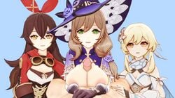 1boy 3d 3girls amber_(genshin_impact) animated areolae batesz big_breasts big_penis breasts breasts_out brother_and_sister clothed clothed_female clothed_female_nude_male clothed_sex erection female female_focus genshin_impact huge_breasts large_breasts light-skinned_male light_skin lisa_(genshin_impact) looking_at_viewer lumine_(genshin_impact) male male_pov nipples no_sound outercourse paizuri pale-skinned_male pale_skin penis pov pov_eye_contact smile source_filmmaker straight video
