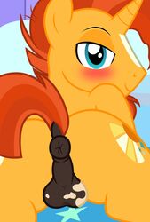 absurd_res anatomically_correct anus ass badumsquish balls beard bed bedroom bedroom_eyes blaze_(marking) blue_eyes blush correct_artstyle cutie_mark darkened_genitalia equid equine facial_hair facial_markings feral flirting friendship_is_magic furniture genitals hasbro head_markings hi_res horn looking_at_viewer looking_back lying male male_only mammal markings mottled mottled_genitalia mottled_penis my_little_pony narrowed_eyes nude on_front penis perineum presenting presenting_hindquarters puffy_anus pussy quadruped raised_tail seductive smile smirk solo sunburst_(mlp) unicorn