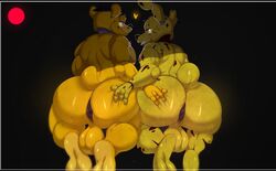 2boys animatronic anthro anus ass backsack balls bear big_ass black_background bunny duo five_nights_at_freddy's five_nights_at_freddy's_3 fnaf furry gay genitals golden_freddy golden_freddy_(fnaf) hi_res lagomorph leporid looking_at_viewer looking_back machine male male_only mammal presenting_ass rabbit rear_view robot seniorseasalt simple_background springtrap springtrap_(fnaf) ursid video_games yaoi yellow_body