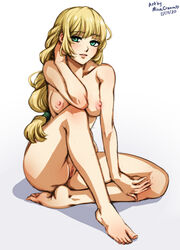 1girls 2020 areolae artist_name bangs barefoot blonde_hair blush braid breasts commentary completely_nude dated female female_only fire_emblem fire_emblem:_three_houses full_body green_eyes hand_in_hair heart human human_only ingrid_brandl_galatea long_hair looking_at_viewer minacream nintendo nipples nude nude_female pose posing pussy shadow simple_background sitting small_breasts smile solo symbol-only_commentary thighs watermark white_background