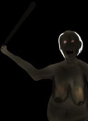 1girls black_background female female_focus female_only gilf grandmother granny_(character) granny_(game) horror mature mature_female milf naked nightmare_fuel nightmare_waifu nude nude_female old older_woman open_mouth white_hair