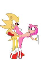 amy_rose boots green_eyes missing_arm red_eyes sonic_(series) sonic_the_hedgehog super_sonic