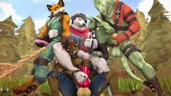 3d 4boys animated balls bear canine clothing connivingrat cum dire_(fortnite) eye_patch fennix_(fortnite) footjob fortnite foursome fox furry gay group_masturbation hybrid_(fortnite) knot male male_only masturbation multiple_males paws penis polar_bear polar_patroller polar_patroller_(fortnite) precum sound source_filmmaker testicles tree video wolf yaoi