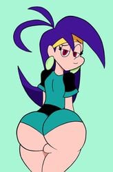 ass booty_shorts bubble_ass bubble_butt cartoon_network closed_mouth fanart female_only mighty_magiswords polopanmaster red_eyes thick_ass thick_thighs vambre_warrior violet_hair