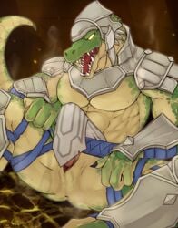 armor bk_mita crocodile crocodilian crocodylid league_of_legends lizard lizardman male muscular renekton reptile scalie solo