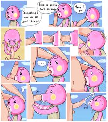 animal_crossing b-intend ball_sucking balls black_eyes blowjob clothed clothed_sex clothing comic cum cum_in_mouth deepthroat fellatio furry marina_(animal_crossing) nintendo octopus oral oral_sex penis pink_skin tentacle text