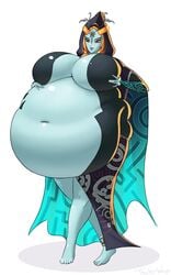 barefoot bbw big_belly chubby cleavage female fondling groping hand_on_belly hand_on_breast hoodie huge_breasts jewelry lipstick midna nintendo obese obese_female orange_hair self_fondle self_grope tagme the_legend_of_zelda thickerwasp twili_midna twilight_princess white_background