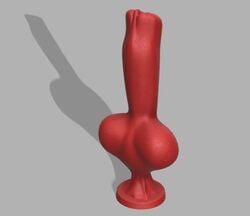 3d canine canine_penis dildo grey_background inon knot male_only red_dildo tagme