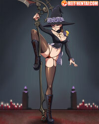 1girls breasts cameltoe cleavage curvy edda_blackbosom edda_pureheart eyepatch female female_only final_fantasy final_fantasy_xiv hyur large_breasts looking_at_viewer midlander panties pussy reit small_clothes wide_hips witch witch_hat