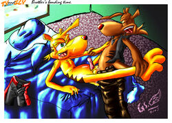 00s 2003 2boys artist_request buggery color fur furry incest krome_studios male male_only mammal marsupial sly_the_tasmanian_tiger thylacine ty_the_tasmanian_tiger ty_the_tasmanian_tiger_(series) video_games yaoi