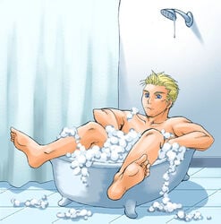 1boy bath bathtub bubbles cid_highwind final_fantasy final_fantasy_vii male_only tagme