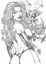 1girls 2009 200o ass dat_ass female female_only goblin goblin_male goblin_queen_(x-men) human madelyne_pryor marcio_abreu marvel straight_hair thong topless x-men