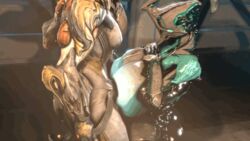 3d 3girls animated breasts dangling_testicles ember_(warframe) futanari gigantic_breasts huge_breasts intersex kneeling multiple_girls nipple_insertion nipple_penetration nyx_(warframe) penis saryn_(warframe) suit testicles warframe wattchewant