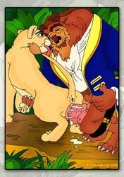 anthro anus beast_(disney) beauty_and_the_beast cartoonvalley.com crossover disney feline female female_feral feral fur furry furry_only lion male mammal nala penis straight testicles the_lion_king what yaoinami