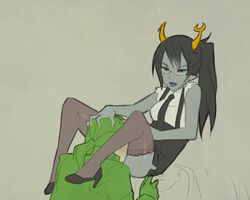 1boy 1girls clothed cunnilingus high_heels homestuck no_panties oral rynies skirt the_felt thighhighs vriska_serket