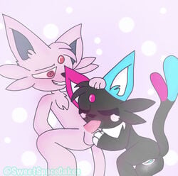 anthro blowjob cum eeveelution eeveelutions espeon fellatio nifty_(sweetspacecakes) oral original_character pokemon simple_background simple_shading sweetspacecakes_(artist) tagme