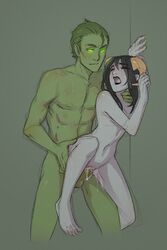 1boy 1girls against_wall damara_megido homestuck nude penis pussy rynies sex the_felt vaginal_penetration