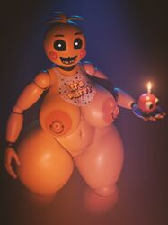 2019 3d 5_fingers animatronic anthro areola avian bib big_breasts biped bird black_sclera blush blush_stickers breasts chicken cupcake_(fnaf) curvy_figure doll_joints english_text female fingers five_nights_at_freddy's five_nights_at_freddy's_2 front_view galliform gallus_(genus) head_tuft hi_res high-angle_view huge_breasts humanoid_hands looking_at_viewer machine makeup mipsmiyu mostly_nude navel nipple_piercing nipples non-mammal_breasts noseless open_mouth open_smile orange_areola orange_nipples phasianid piercing portrait pupils robot smile solo standing teeth text thick_thighs three-quarter_portrait toy_chica_(fnaf) tuft video_games voluptuous white_pupils wide_hips yellow_body