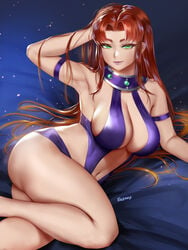 1girls big_breasts breasts dc dc_comics easonx female female_only huge_breasts koriand'r large_breasts looking_at_viewer red_hair solo starfire tamaranean teen_titans voluptuous