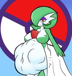 belly_bulge female female_only gardevoir green_hair huge_belly makeup mr.casino nintendo nude pokémon_(species) pokemon pokemon_(species) red_eyes vore white_skin