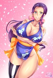 big_breasts black_hair female female_only hatoba_akane kimono nico_robin one_piece orobi