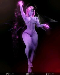 3d big_breasts blue_skin breasts demon feet foot_fetish furia_(paladins) legs nipples nude paladins pink_hair soul_stealer_furia succubus