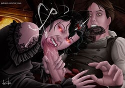 1boy 1boy1girl 1girls bite biting_penis blood blowjob candle_(artist) clothed clothing cum fangs fellatio female female_focus glans_biting ludja_amsel nel_rivas oral oral_penetration oral_sex penis penis_biting sex tagme vampire