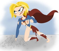 1girls breasts breasts_out dc dc_comics dc_super_hero_girls duskull_(artist) female_only kara_danvers kara_zor-el pubic_hair pussy ripped_clothing supergirl