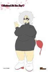 big_belly big_breasts black_eyeshadow black_lipstick braless breasts chubby chubby_female clothed female_only fully_clothed goth heels huge_breasts human human_only large_breasts looking_at_viewer lwd_cartoonz nipple_bulge no_bra no_bra_under_clothes original_character skirt smiling sweater thick_legs thick_thighs tight_clothing turtleneck turtleneck_sweater unknown_(lwd_cartoonz) white_hair