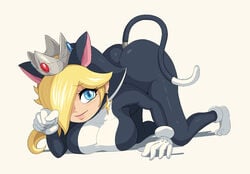 1girls ass ass_up big_breasts big_butt cat_ears cat_rosalina cat_suit cat_tail catgirl huge_breasts mario_(series) nintendo princess_rosalina solo solo_female super_mario_3d_world yuta_agc