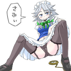 aono3 black_panties panties sakuya_izayoi sitting stockings thighhighs touhou