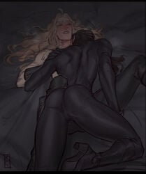 alucard_(castlevania) ass bishonen blush boots castlevania castlevania_(netflix) clothed crossover d_(vampire_hunter_d) dat_ass dhampir gay kokoko-sir long_hair long_hair_male male_only pleasure_face vampire vampire_bite vampire_hunter_d vampire_hunter_d_bloodlust yaoi