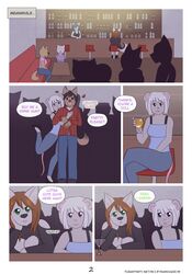 anthro audrey_(woofyrainshadow) canine club comic english_text female furaffinity_username furry male page_2 rodent text woofyrainshadow