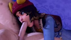 1boy 1girls 3d animated big_penis blender blowjob blue_eyes brown_hair brunette eye_contact female fortnite head_tilt light-skinned_male long_penis looking_away medium_hair moan moaning oral petite red_hat skye_(fortnite) sound tagme video