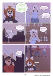 alcohol animal_ears anthro audrey_(woofyrainshadow) canine cleavage cleavage_cutout club comic english_text female furaffinity_username furry heart_eyes male milf page_4 rodent text woofyrainshadow