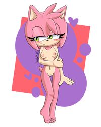 amy_rose blush green_eyes hedgehog jardxddx looking_away pink_fur sonic_(series)