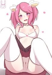 1girls bangs blush bra breasts female female_only league_of_legends lewdlux light-skinned_female light_skin looking_at_viewer luxanna_crownguard open_mouth pink_eyes pink_hair pussy skirt solo solo_female spread_legs star_guardian_lux star_guardian_series thighhighs thighs uncensored upskirt