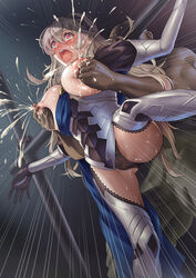 1girls big_breasts black_panties bondage breast_grab breast_squeeze breasts breasts_out breasts_outside chains corrin_(fire_emblem) corrin_(fire_emblem)_(female) crying crying_with_eyes_open exposed_breasts fire_emblem fire_emblem_fates forced forced_lactation forced_milking groping groping_from_behind handcuffs inner_thighs lactation large_breasts lingerie long_hair minawaya nintendo nipple_tweak nipples open_mouth panties red_eyes restrained tears thighs