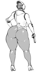 1girls android ass back back_view bare_legs big_ass big_breasts big_butt big_thighs bottom_heavy breasts butt clothed clothed_female clothes clothing curvy cyborg dark-skinned_female dark_skin female female_only from_behind full_body greyscale gun haydee haydee_(game) high_heels hips holding holding_object holding_weapon huge_ass huge_breasts huge_butt humanoid kneepits large_ass large_breasts large_butt leotard monochrome pistol robot shoes simple_background solo solo_female standing synecdoche thick thick_thighs thighs voluptuous weapon white_background wide_hips