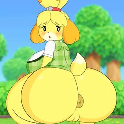 1girls 2020 animal_crossing animal_crossing_new_horizons animal_crossing_new_leaf anthro anus anus_juice ass ass_juice big_ass big_breasts big_butt big_girl blush bottomless breasts cameltoe canid canine canis chubby chubby_female dog_girl dog_tail donut_anus fat_ass female fur furry furry_ass furry_breasts furry_ears furry_only furry_tail hi_res isabelle_(animal_crossing) kabokondo90 looking_at_viewer looking_back nintendo partially_clothed pervert plump plump_ass plump_camel_toe plump_labia plump_vulva pussy rear_view source_request tail thick_ass thick_legs thick_lips thick_thighs thighs topwear wide_hips yellow_fur