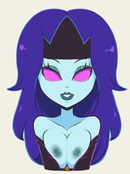 1girls areolae big_breasts black_puddle_queen blue_hair blue_skin breasts breasts_out cartoon_network cleavage courage_the_cowardly_dog eyelashes female female_only hearlesssoul lips long_hair looking_at_viewer nipples no_pupils pink_eyes smile solo solo_female tagme